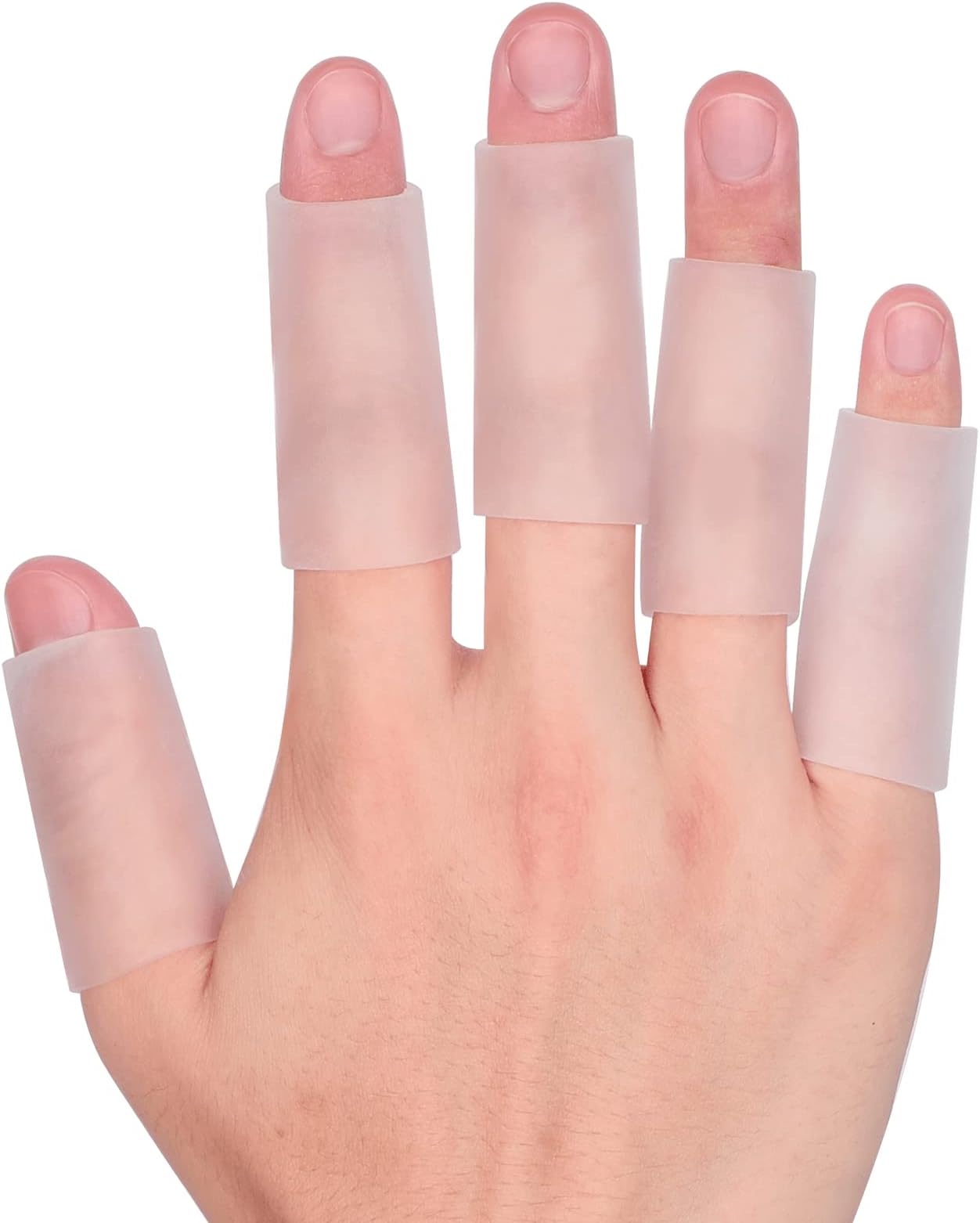 20 PCS Gel Finger Sleeve Protectors - Kimihome Silicone Finger Sleeves Cushions and Protects - Finger Cots Bandages Provide Relief for Finger Cracking, Corns, Blisters and Calluses Protect (Clear)