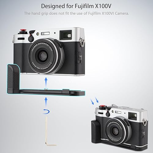 Miniatura 6 de Haoge HG-X100V Placa de liberación rápida Soporte de cámara Soporte de mano para Fujifilm Fuji X100V X100F Cámara Fit Arca Swiss Sunwayfoto Kirk RRS