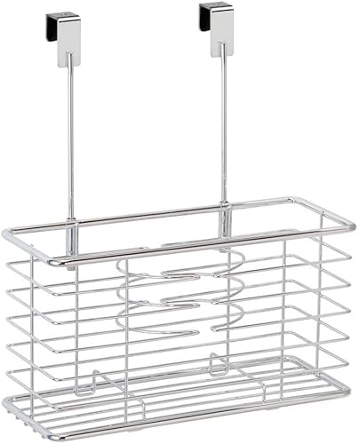 Miniatura 7 de mDesign - Canasta de metal para almacenamiento, para colgar de la puerta del armario del baño, diseño tipo casa de campo, para secadora de pelo,