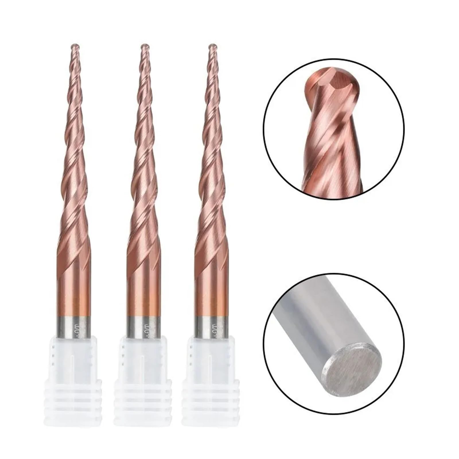 Frez Kulisty frez stożkowy HRC62 Węglik spiekany CNC Grawerowanie Drewna Metalowy frez palcowy | Frez R0.25-R2.0(R0.25x30.5xD6x75)