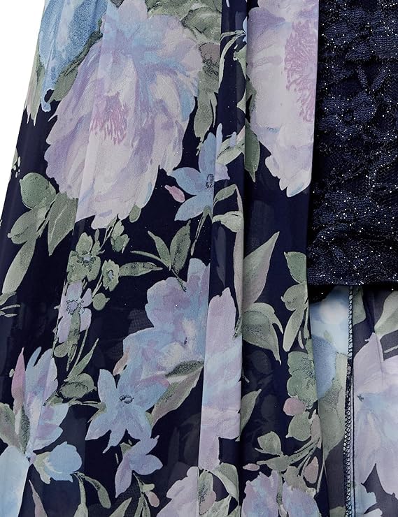 Speechless Girls' Walk-Through Romper Maxi Party Dress, Navy/Lavender, 74