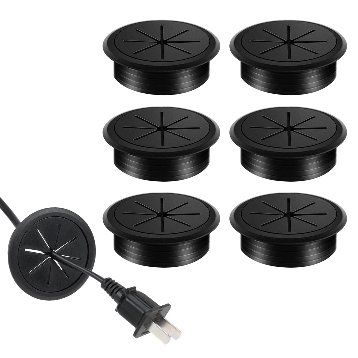 Serplex® 6Pcs Desk Grommets 2 inches Round Rubber Cable Grommets Desk Cable Hole Covers Multi Cable Organizers Office Decorative Desk Grommets for Power Cords