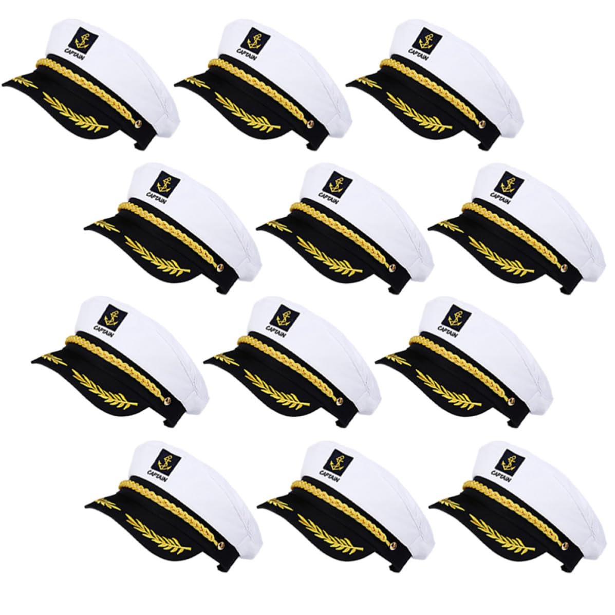 VICASKY 20 Pezzi Cappello da Capitano Decorativo in Plastica e Cotone, Bianco, Stile Semplice e Affascinante, per Festa e Mascherata, Cappello da Marinaio per Cosplay