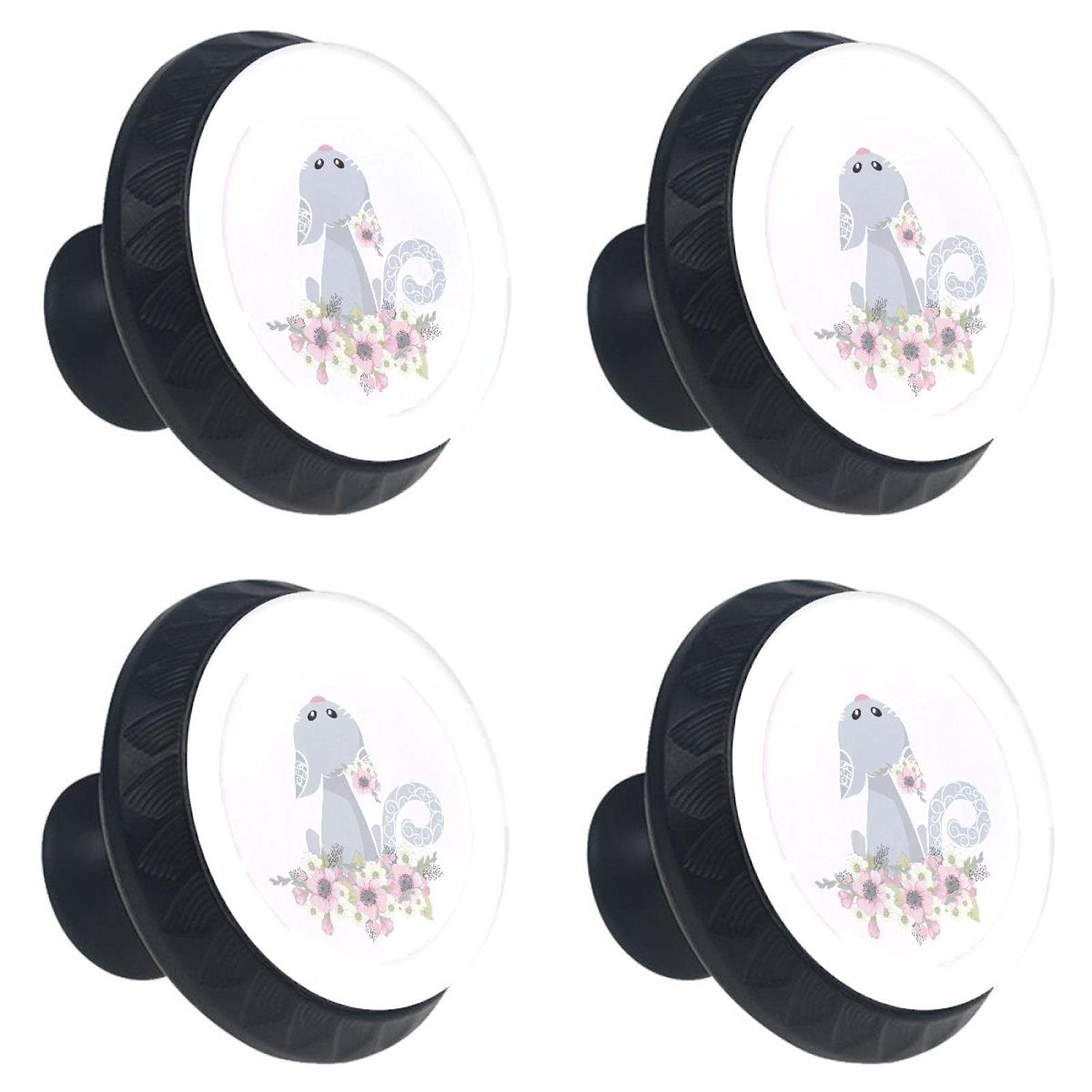 Boutons de tiroir en verre de placard Sweet Cat au design multicolore et éclats de lumière durables