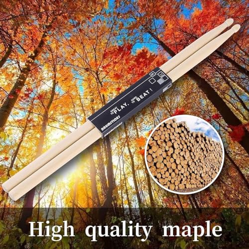 Aopoy 2 Pairs Drum sticks 7A, Classic Maple Wood Drumsticks, Wood Tip Drumstick, for Adults Kids and Beginners - Image 4