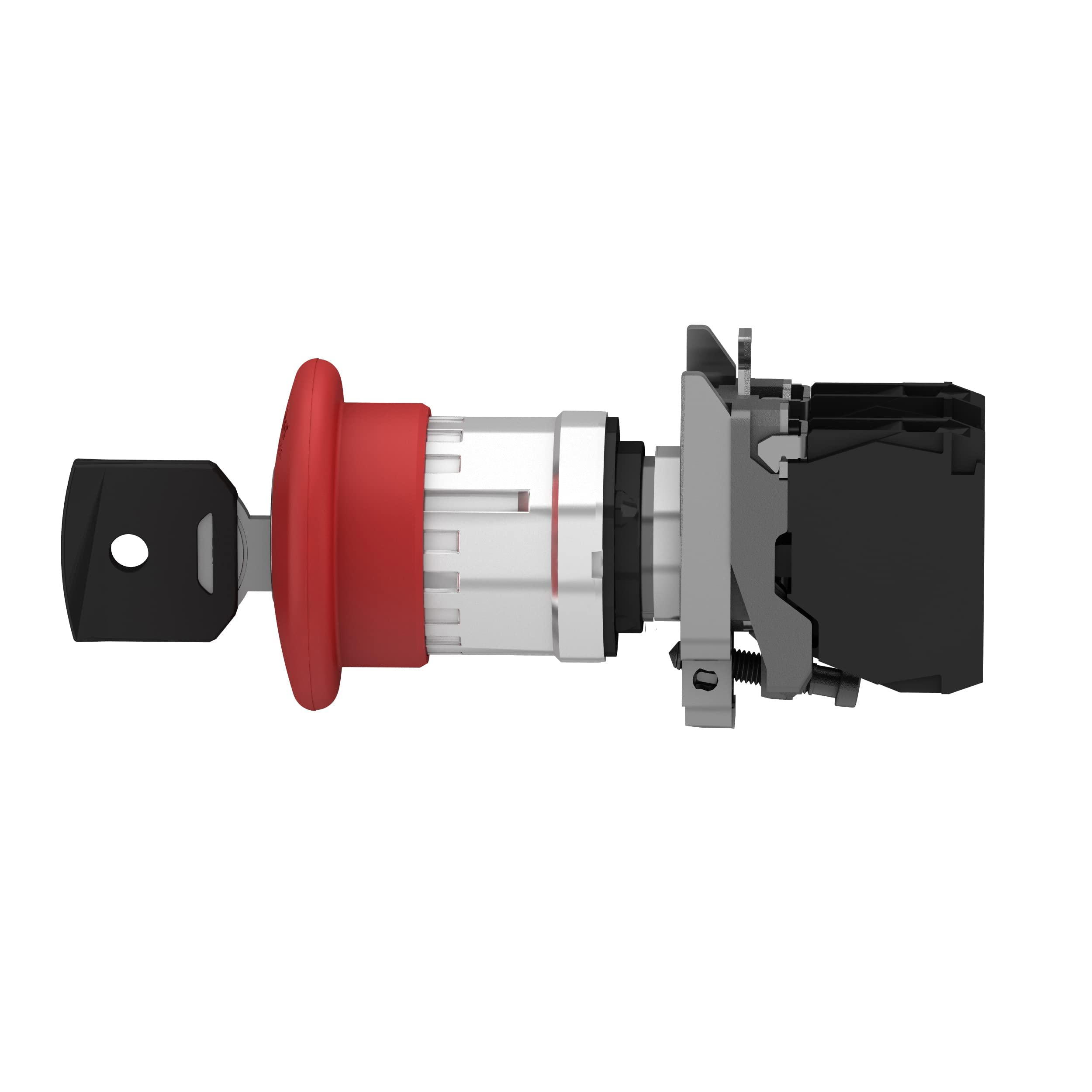 Schneider Electric XB4BS9445 Pulsador Parada de Emergencia Diámetro 22, Cabeza Redonda Diámetro 40, Liberación Llave, Rojo
