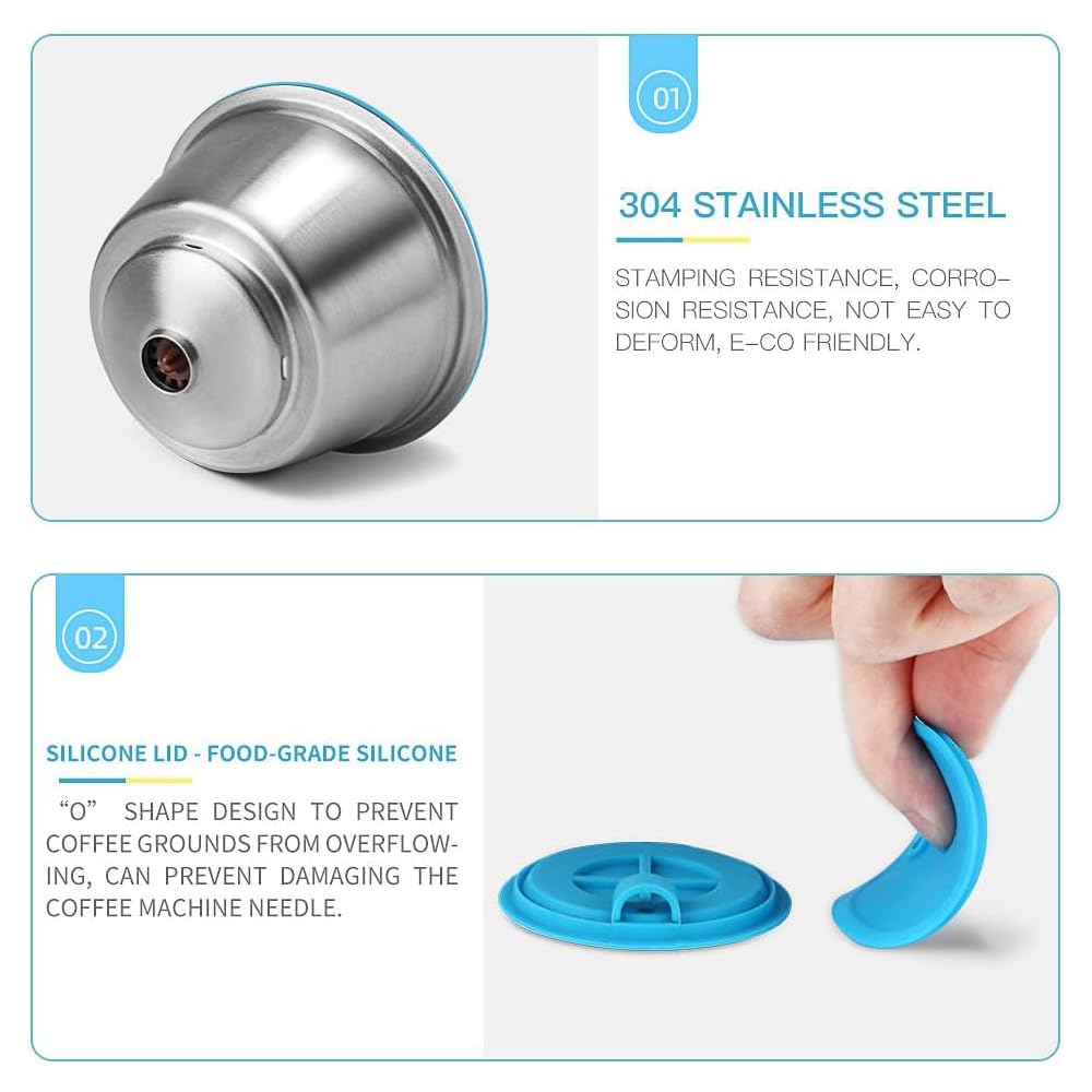 capsule ricaricabill ds riutilizzabill capsula filtro capsule compatibili ds in Acciaio Inox Coffee Capsule 3 tazze +Cucchiaio di plastica + Spazzola