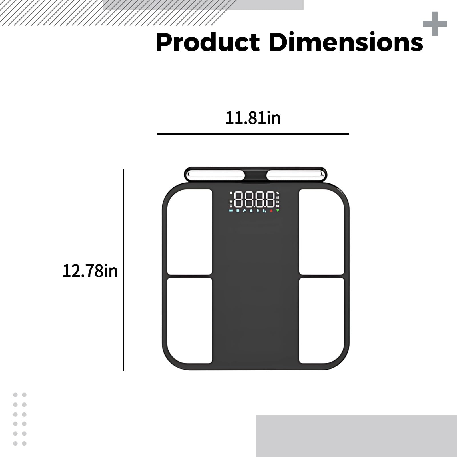8-Elektroden-Smart-Körperfettwaage, Dual-Frequenz, präzise Personenwaage fürs Bad, 56 Körperwerte, Fitnessniveau, 11,8 x 12,8 Zoll, 30 x 32,5 cm