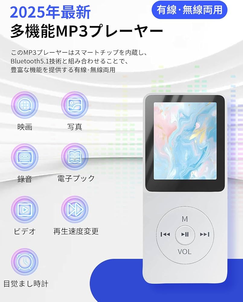 Amazon.co.jp: 【2025新型 1台多役】MP3プレーヤー 音楽プレイヤー