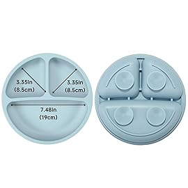 PandaEar 3 Pack Toddler Plates, Silicone Divided Suction Plate for Babies, BPA-Free 100% Food-Grade Silicone Unbreakable Baby Plate (Pink/Purple/Blue)