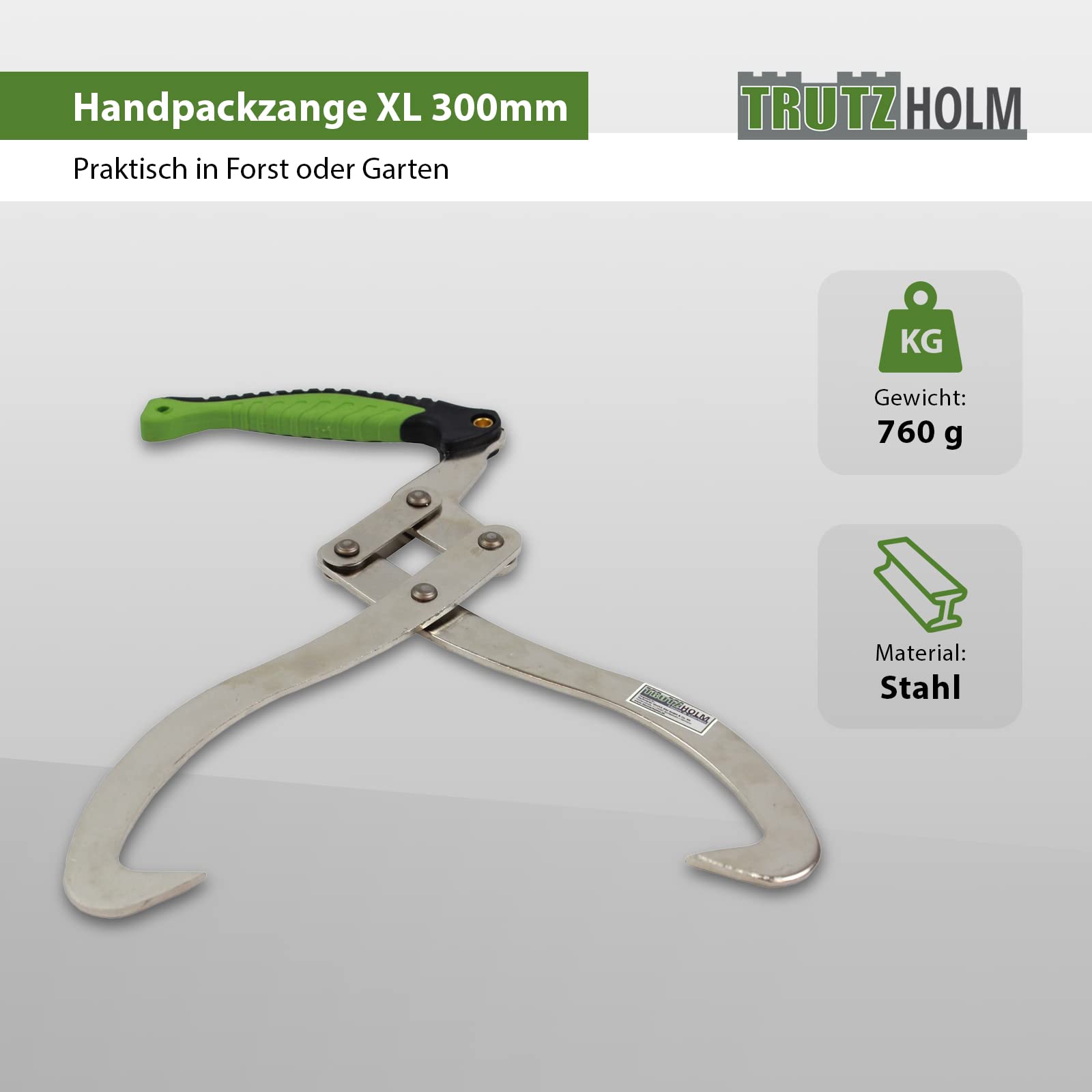 TRUTZHOLM® Handpackzange XL 300mm Packzange Handhebehaken Sappie Holzgreifer Heber Forstzange (1 Stück)