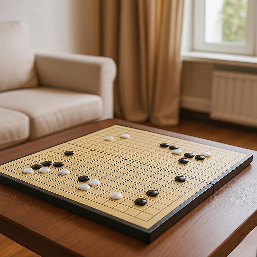 Set di scacchi magnetico Go Gomoku, gioco portatile con singole pietre convesse in plastica, strategia classica cinese for bambini e adulti scacchiera portatile(25 * 25 * 2cm)