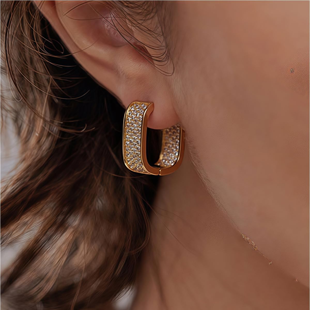 14K Gold Plated Christmas Earrings - Small Chunky Cubic Zirconia Hoop Earrings for Women, Hypoallergenic & Trendy Jewelry Valentines Day Gifts - Image 8