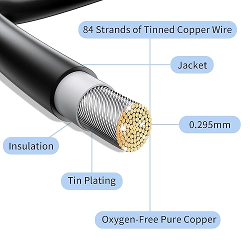 Miniatura 3 de PowMr Cable de panel solar Cable de extensión de cobre estañado fotovoltaico de cobre de 98 pies (0.236 in) rojo 10AWG para panel solar,