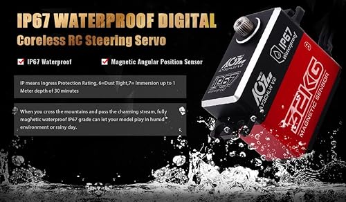 Miniatura 6 de AGFRC A73CHLW V2 70.5 lbs Servo de dirección RC sin núcleo de alto esfuerzo de torsión y programador servo AGF-SPV3