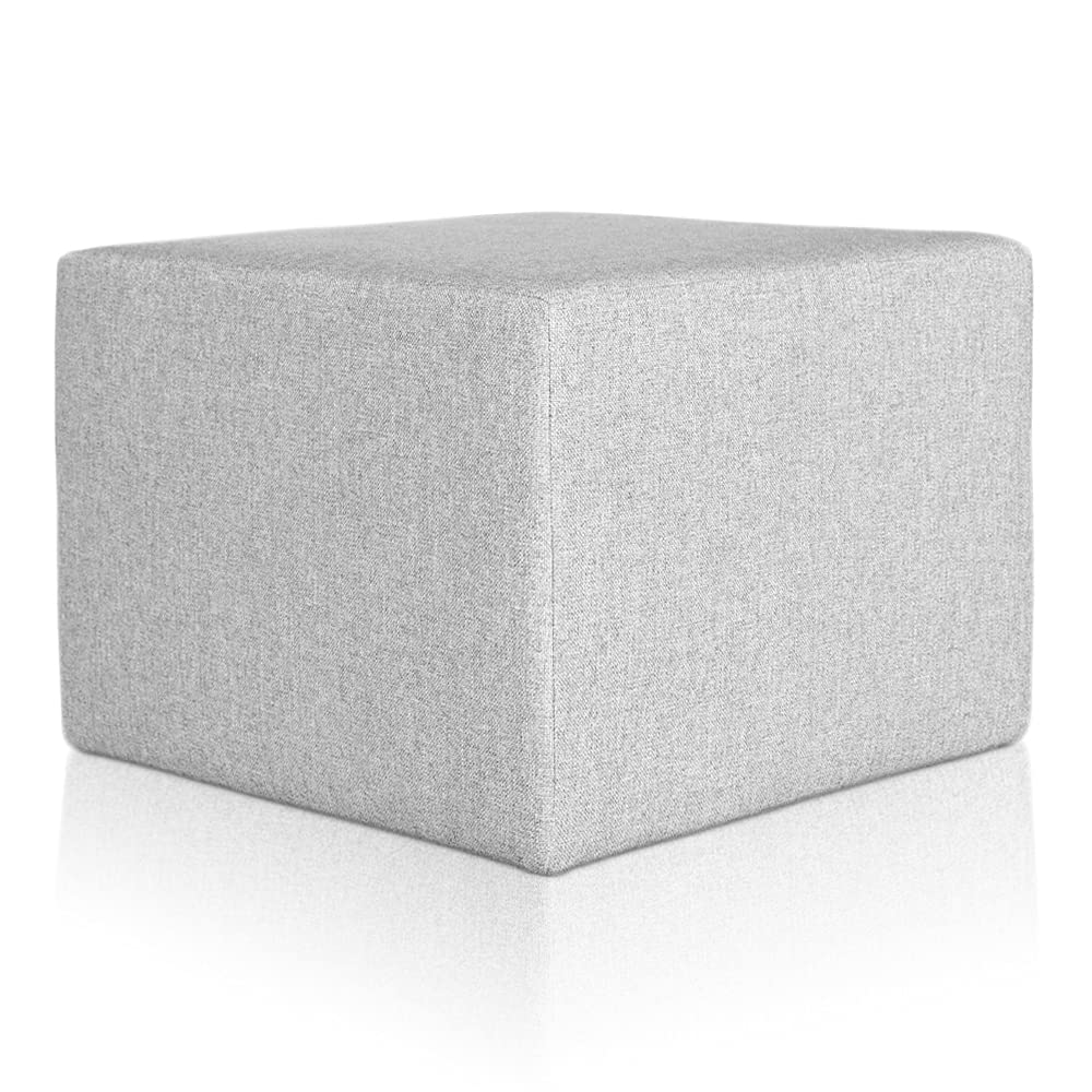 Deshome Pouf hocker Fußstütze 63x63x44 cm Wasserabweisender Stoff: Modernes Design Pouf für Sofa Wohnzimmer Schlafzimmer, Puff hocker, Pouffe Minerva Grau