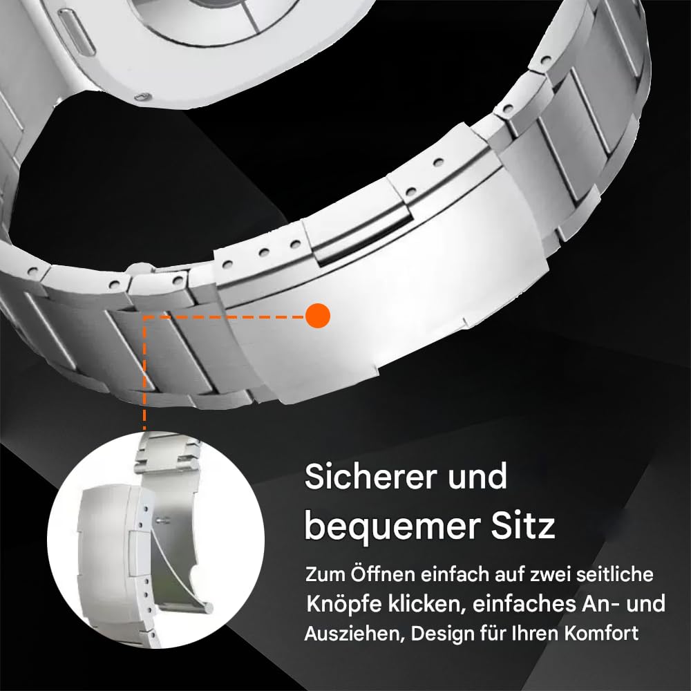 Uhrenarmband aus Titanmetall, kompatibel mit Samsung Galaxy Watch 8 40 mm/44mm/8 Classic 46mm 2025,leichtes, Hautfreundliches, Wasserdichtes Ersatzarmband für Galaxy Watch 8 für Männer