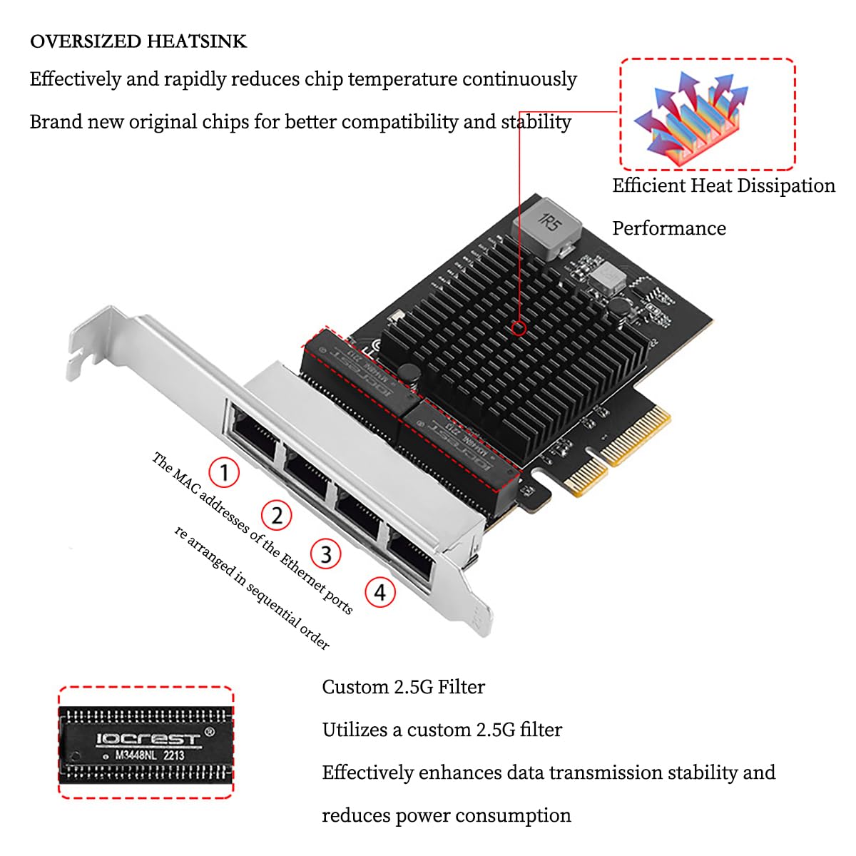 Karta sieciowa PCIe X1 do 2,5 G RTL8125B Gigabit Ethernet do komputerów i serwerów, 2500 Mb/s PCI-E LAN z dwoma wskaźnikami LED, pełna obsługa i oszczędność miejsca