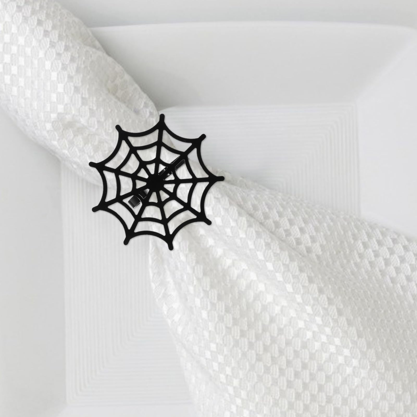 PRETYZOOM 24 Pezzi Portatovaglioli Halloween in Metallo Ragnatela Nera Portatovaglioli Autunnali Regolabili per Tavola Feste di Halloween e Ringraziamento Decorazioni Tavola per