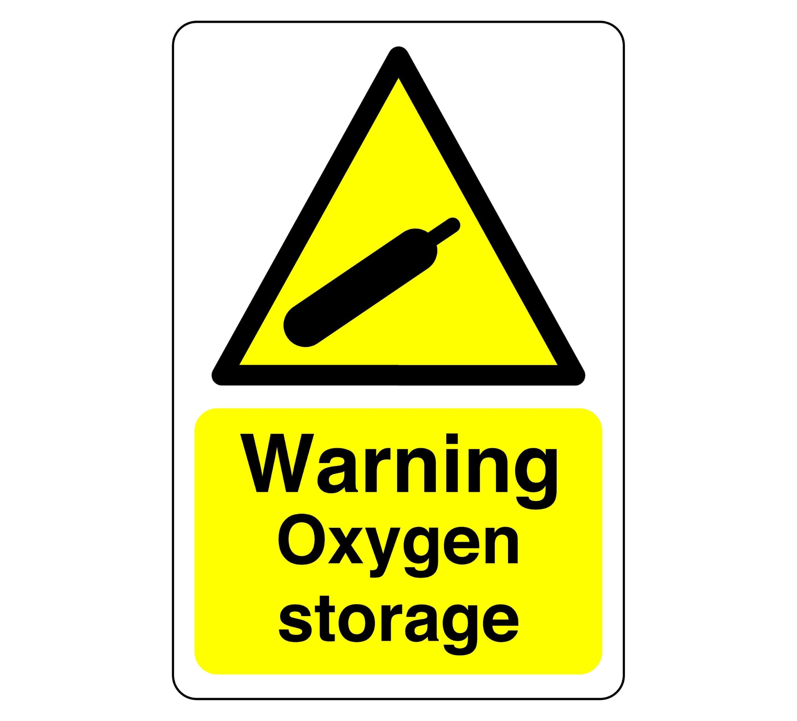 Warning Oxygen Storage sign - 3mm Aluminum Dibond for indoor/outdoor usage (400mm x 300mm) Ensures Safety Within 14m Viewing Distance.