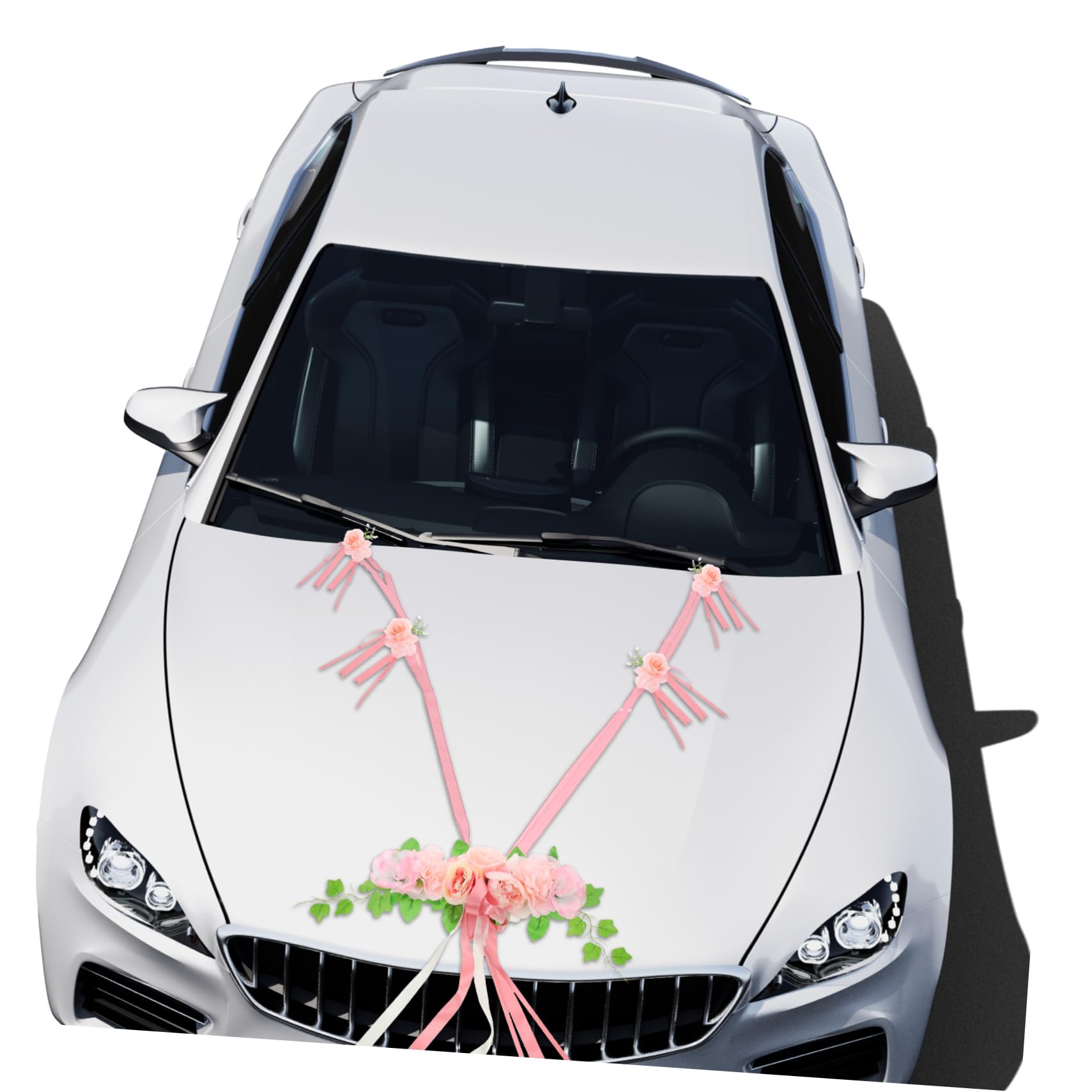 Alipis Eleganter Blumenschmuck für Hochzeitsauto Rosa Seidenblumen Hochrealistisch Farbbeständig Einfach zu Montieren für Hochzeit und Brautparty