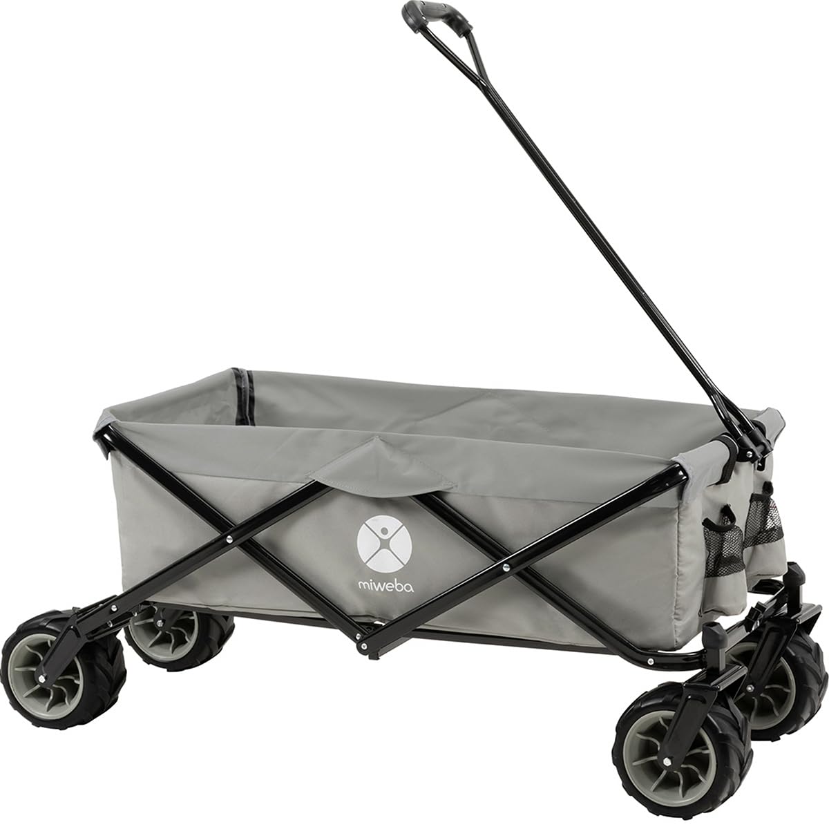 Miweba Faltbarer Bollerwagen MB-30 | Traglast 120 kg - Klappbar - Handwagen faltbar - Transportwagen für Kinder - Kinderwagen - Gartenwagen - Wagen - Strandwagen - Faltwagen (Grau)