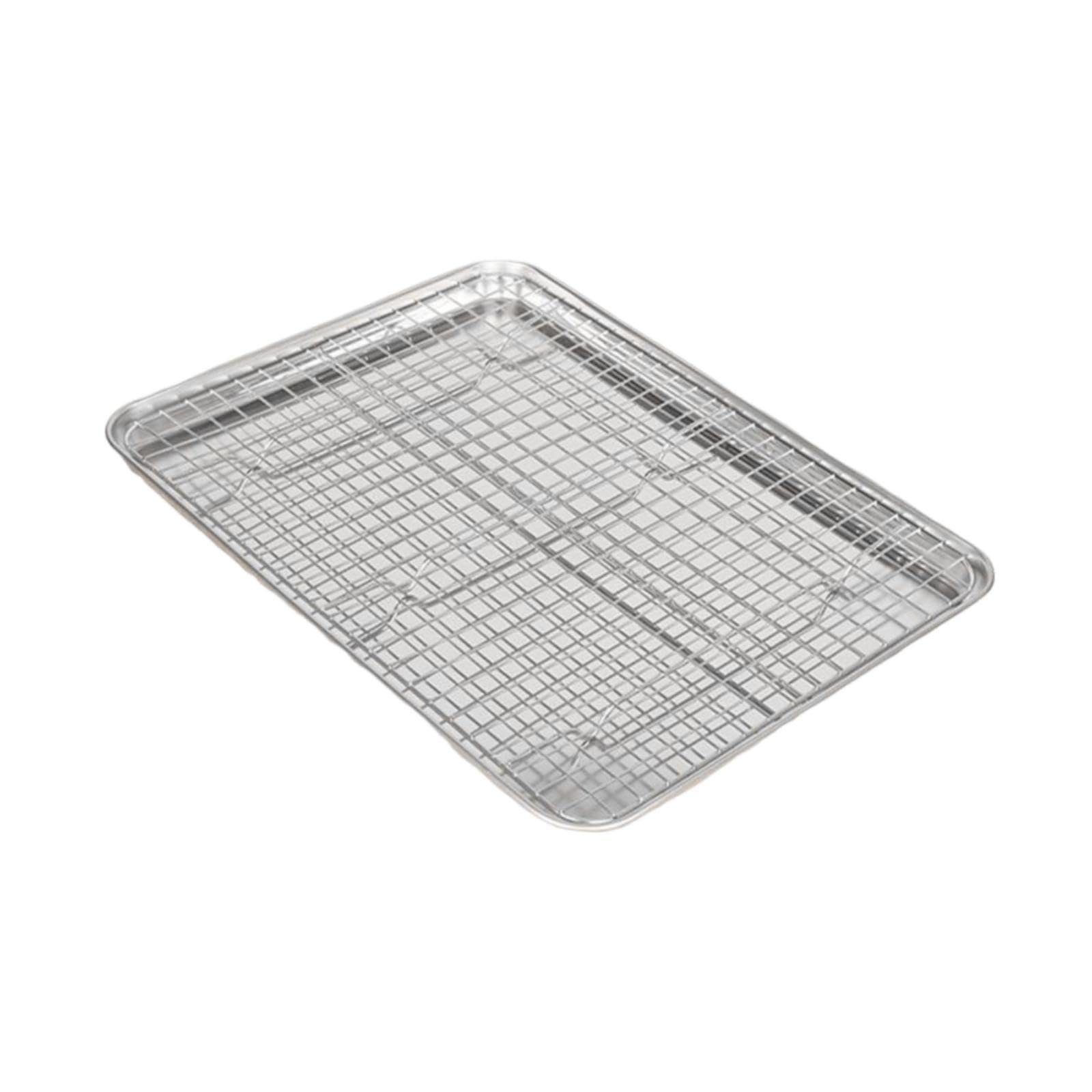 Backblech mit Rost Aus Edelstahl für Einfache Reinigung Multifunktional Als Keksblech Abtropfschale für Restaurant Haushalt Buffet, 40.5 cm X 30.5 cm X