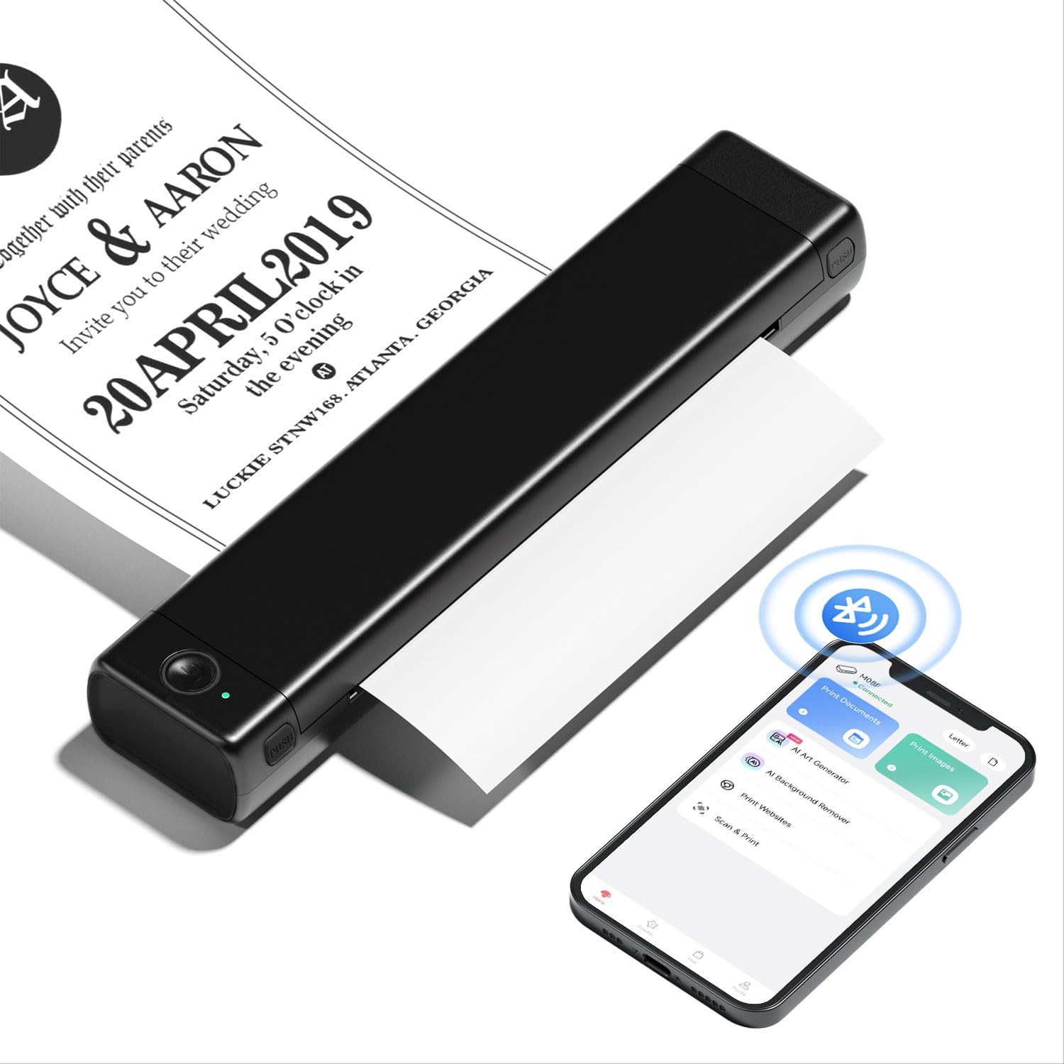 Phomemo M08F Impresora Térmica Portátil, Compatible con Papel Térmico A4 - Impresora Bluetooth Portátil Compatible con portátiles y Smartphones Certificado ClimatePartner