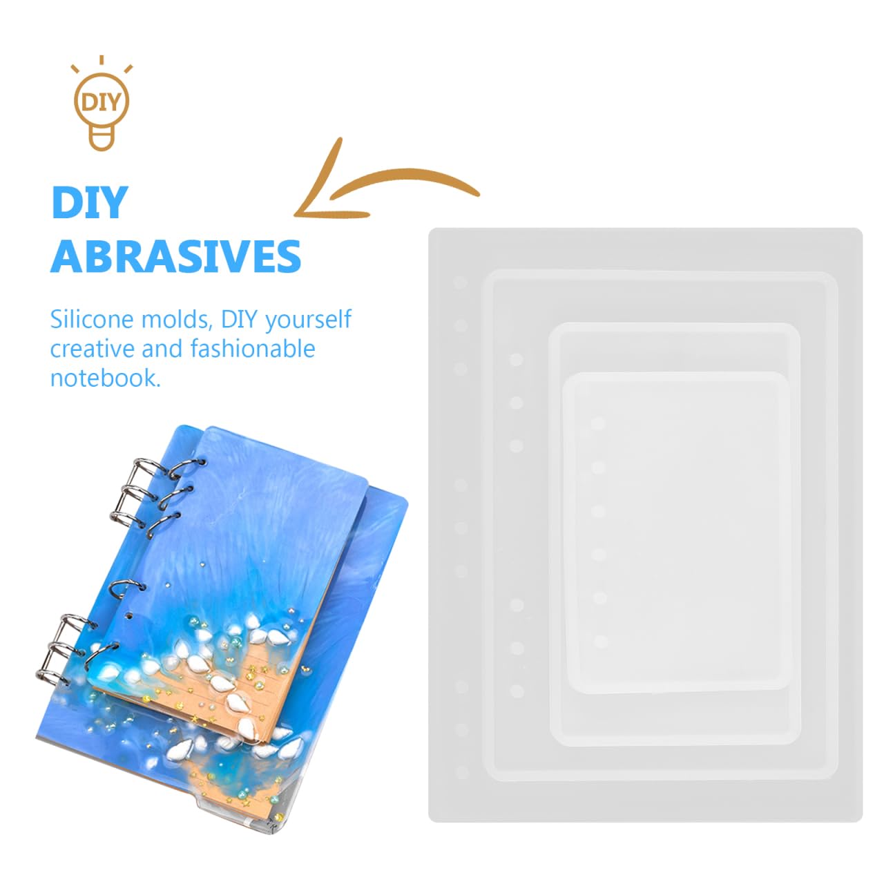 STOBOK 4 StüCk Diy Notizbuch Silikonformen, Epoxidharz GießForm Set FüR A5 A6 A7 B5, Kristall Harzform FüR BuchumschläGe, Tragbare Und Flexible Silikonform FüR Bastelprojekte