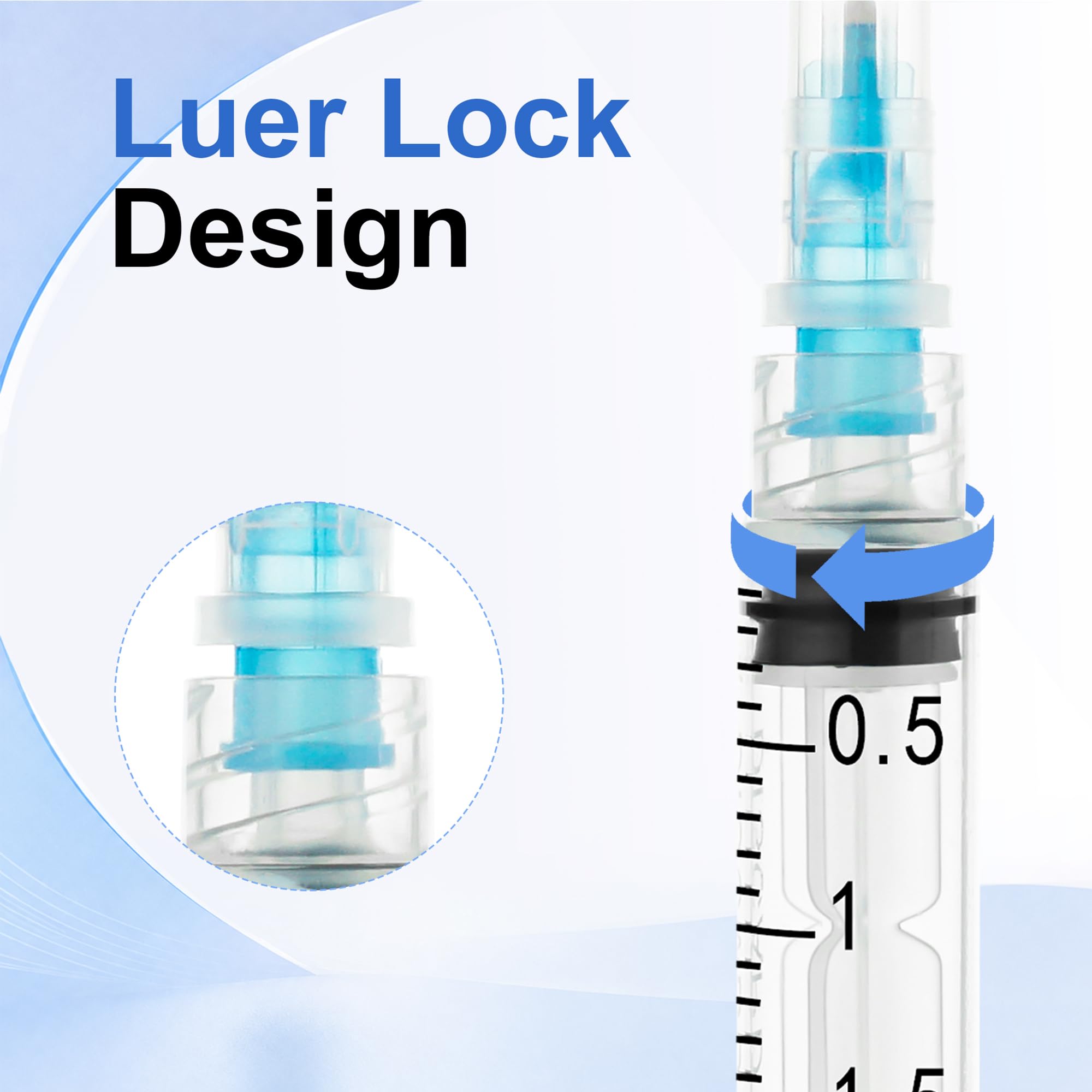 3ml Disposable Syringe with 23G-1 Inch(25mm) Luer Lock Syringes, 100 Pack — Amazon image 5