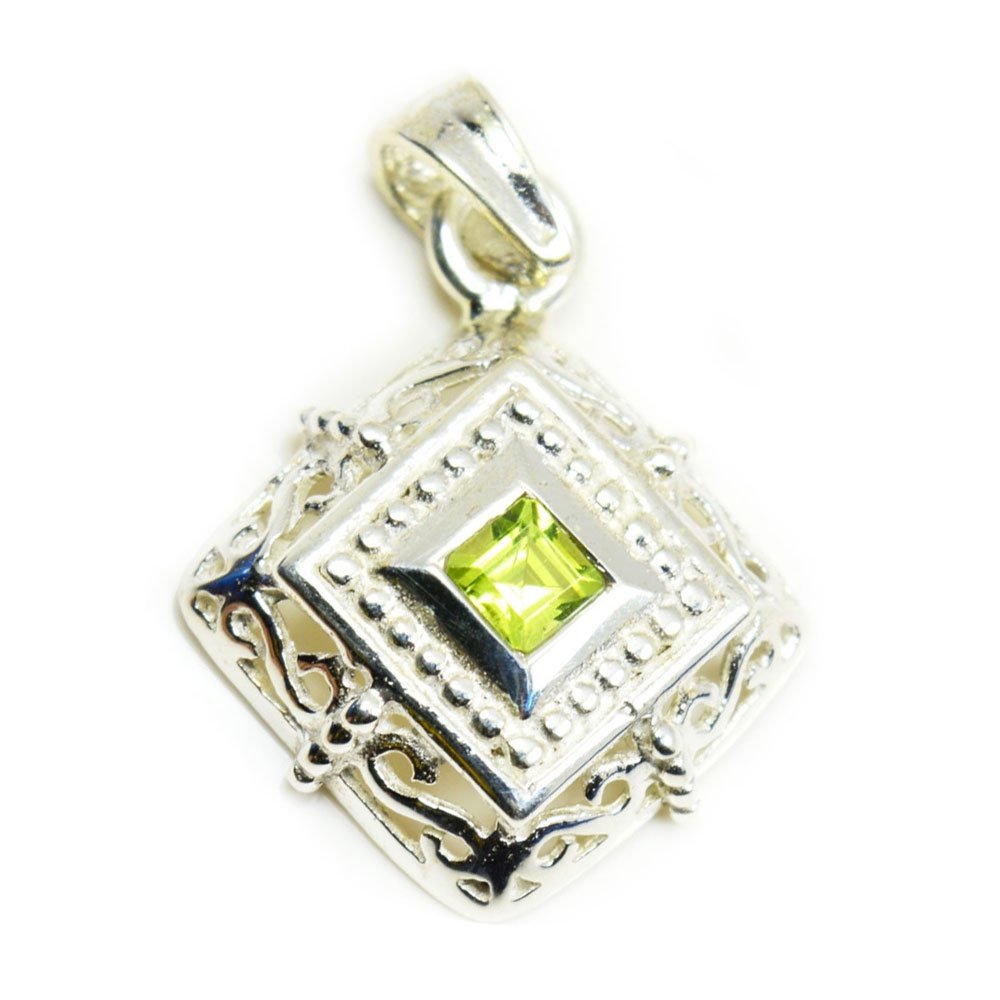 Pendentif en argent et péridot véritable anti-ternissement pour peau sensible - 4