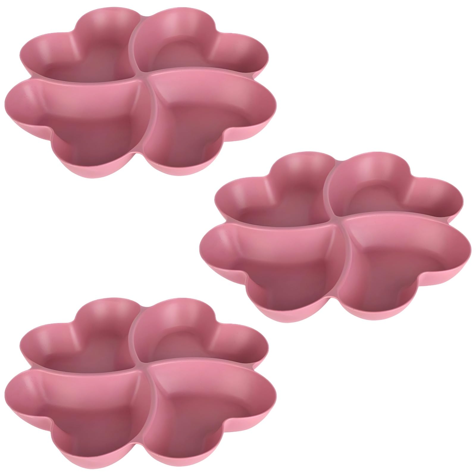 Plateau de service divisé lot de 3 coupelles plastique réutilisable pour fruits et apéritif rose