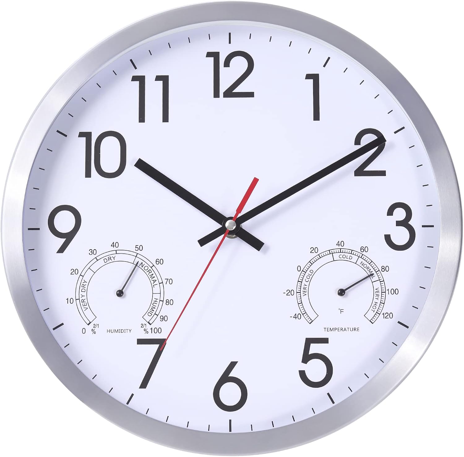 Vigorwise 12 Inch Wall Clock with Temperature & Humidity