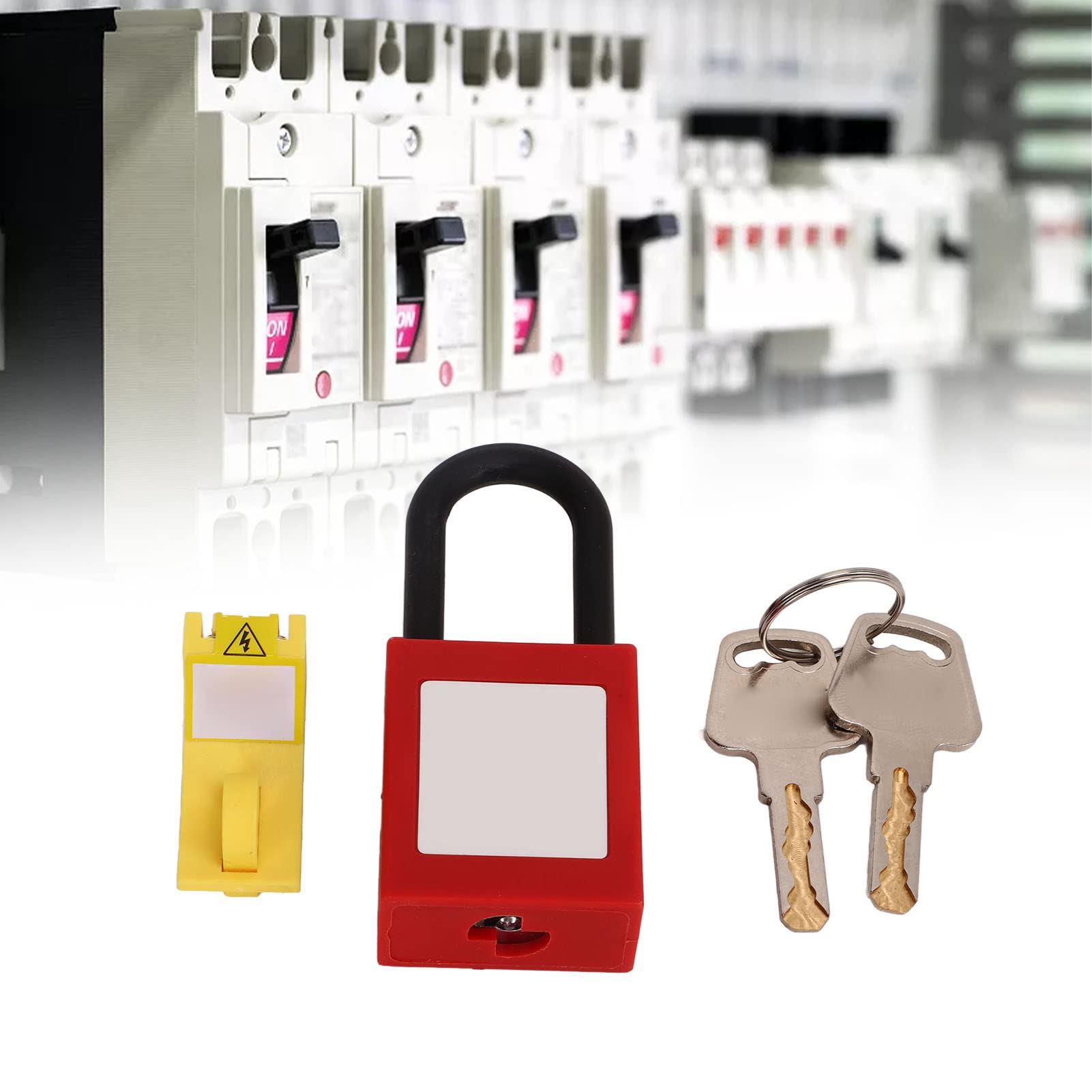 Natudeco Circuit Breaker Lock Kit 38mm Nylon Padlock Safety Lockout Device Pin Fixing Type for Case Circuit Breakers