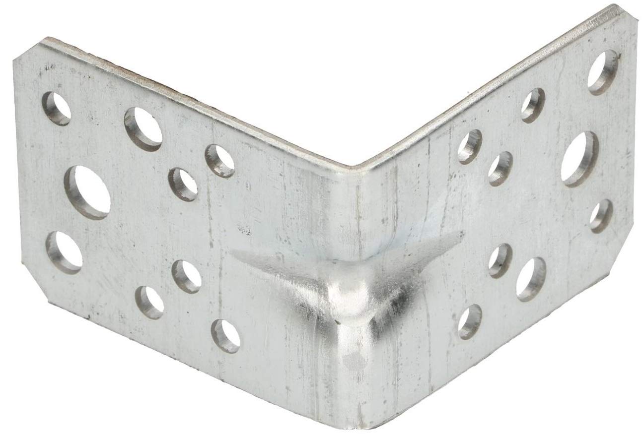 KOTARBAU Squadretta di giunzione Angolare 65 x 65 x 45 mm Zincato a caldo Rinforzata Piastra di Fissaggio Staffa Angolo Superficie Multiforo 50 pezzi