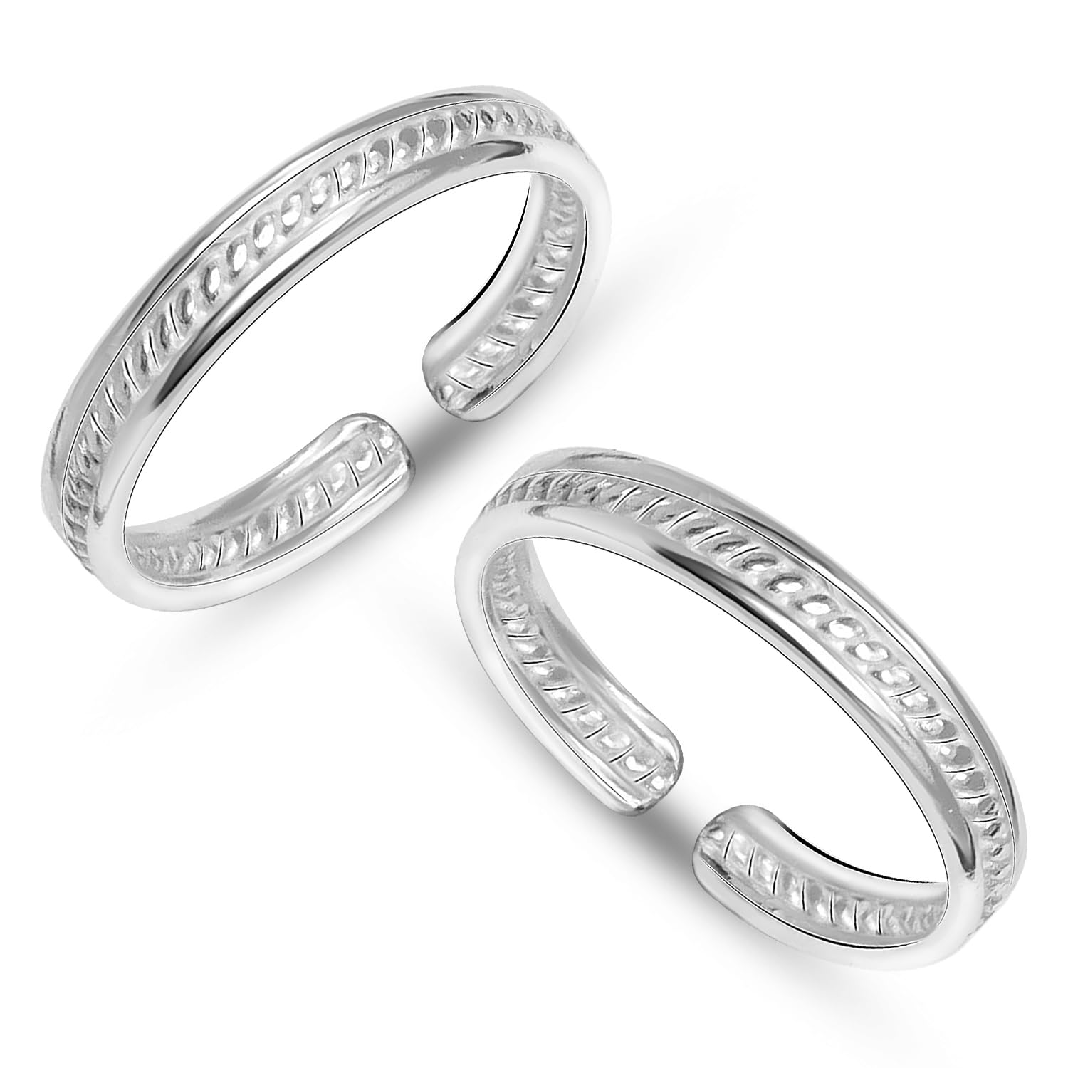 925 Sterling Silver Toe Ring for Women | BIS Hallmarked Ribbed Toe Rings | Elegant and Comfortable Toering jewelry Gift | Anniversary Birthday Wedding Gifts