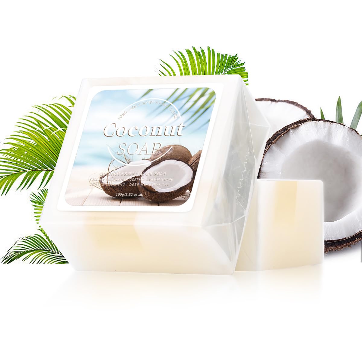 AKARY Coconut Soap For Face Body Moisturizing Handmade Soap Bar Oil Control Deep Cleansing Exfoliation Mild Smooth Skin