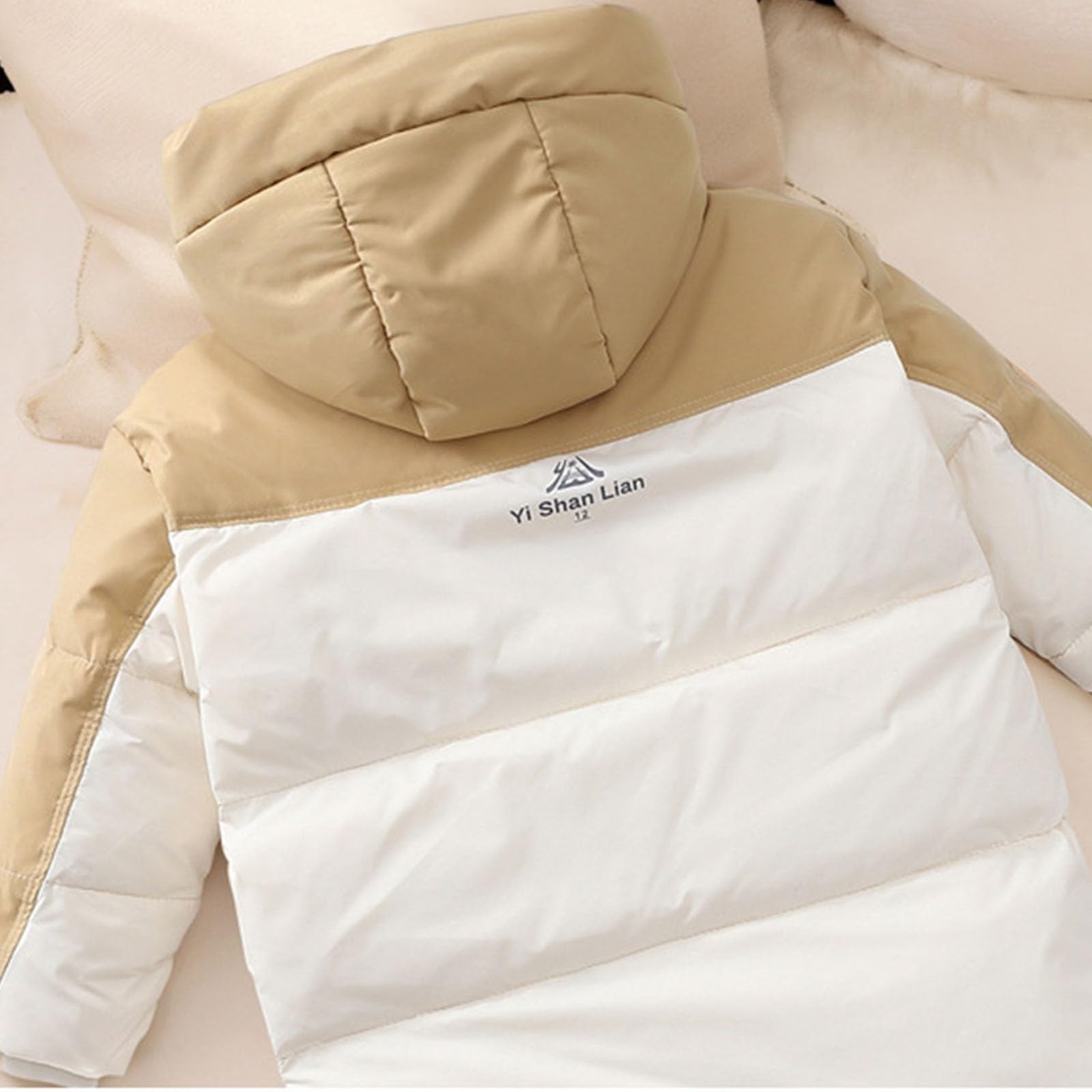 Generisch Giacca invernale per bambini, giacca invernale per bambini, giacca leggera, in tinta unita, con cappuccio, giacca a buffer, antivento, con cerniera, cappotto 120-160