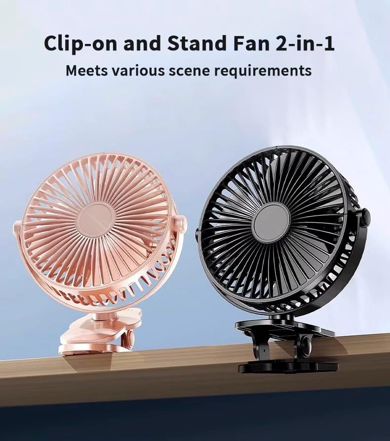 Miniatura 3 de Ventilador compacto con clip, 6 pulgadas - 5000 mAh recargable con batería para cochecito de bebé, personal al aire libre, asiento de automóvil,