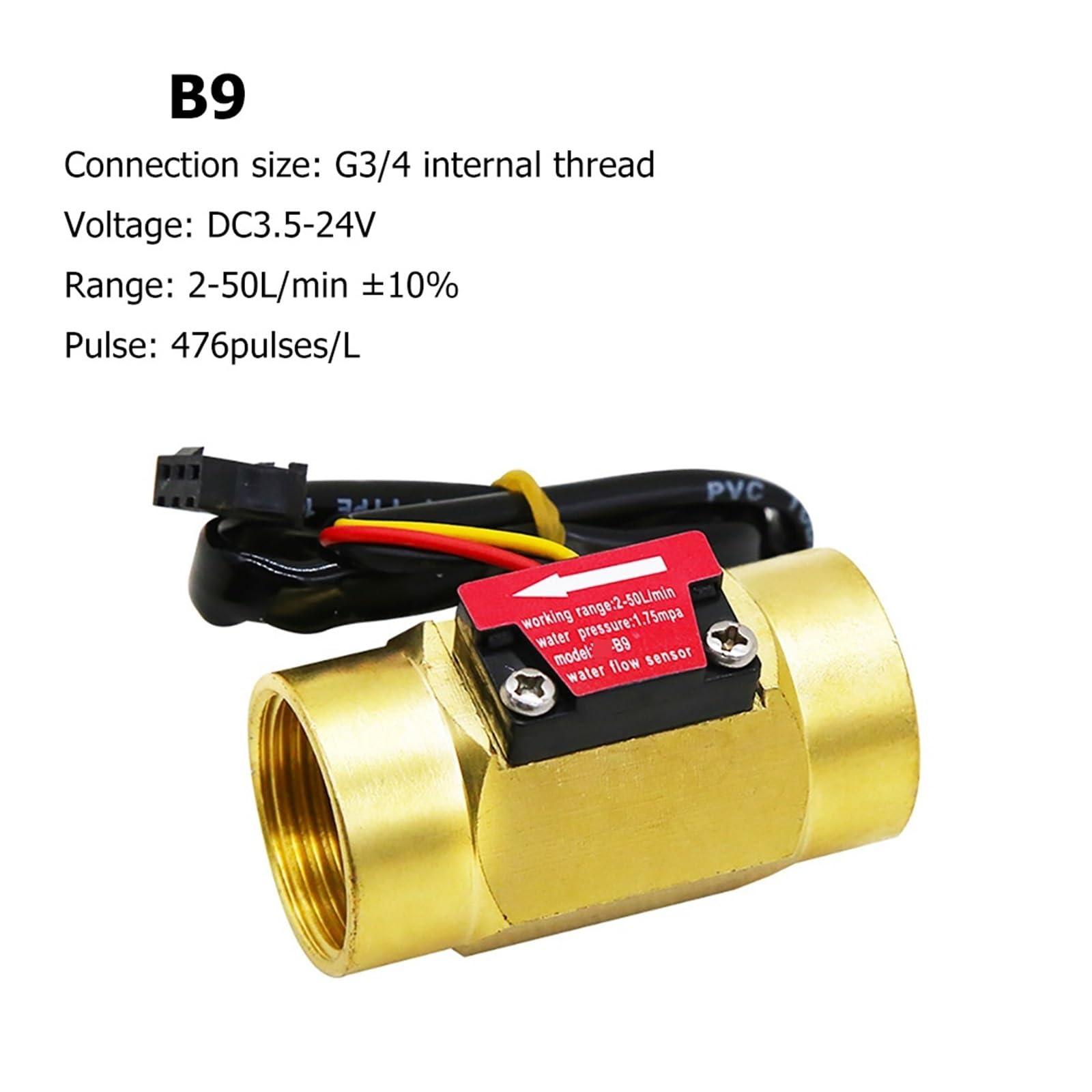 Medidor de flujo de turbina Hall, Sensor de Flujo de Agua, pulso electromagnético, 1 ud. | Monitoreo preciso del tráfico(B9)