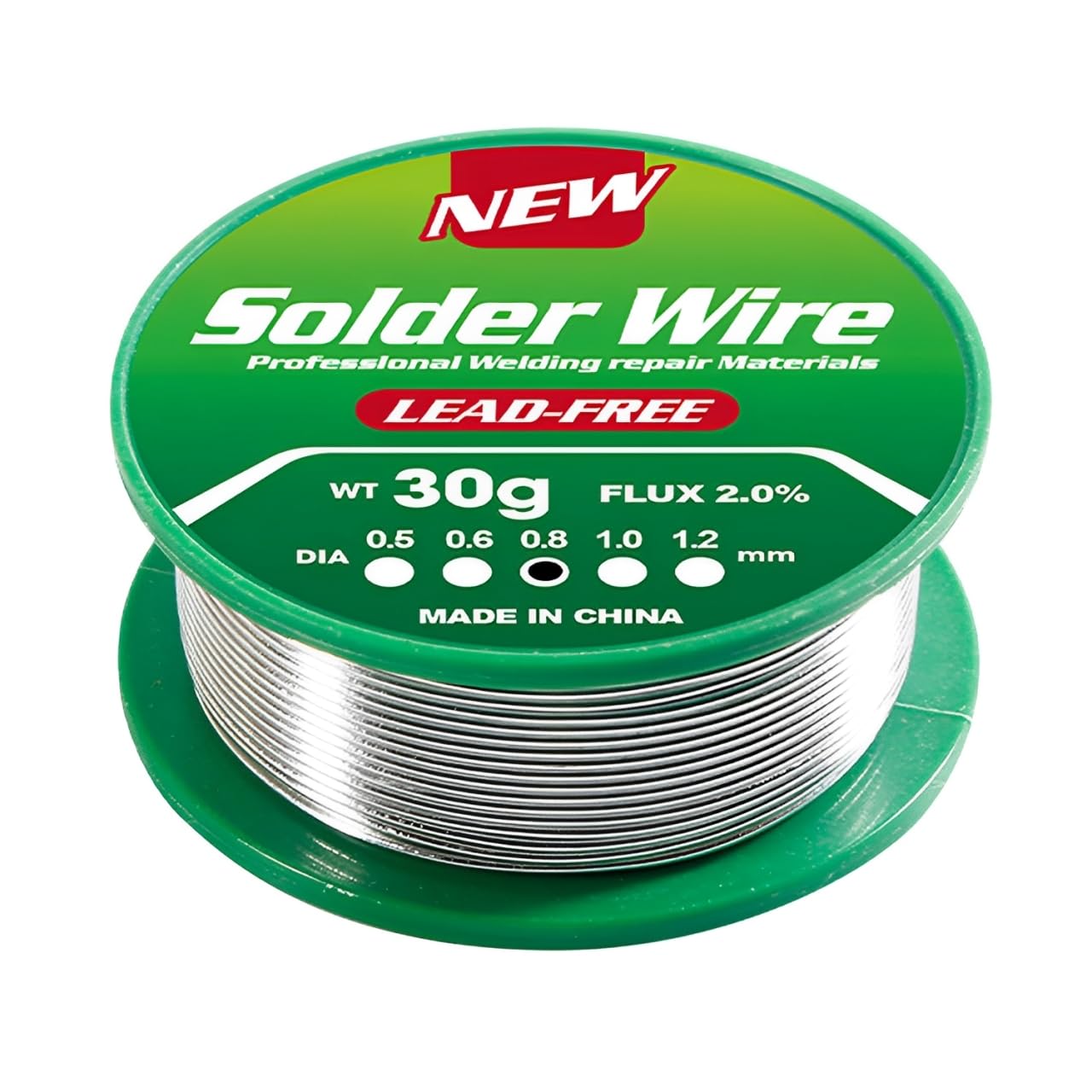 Lötzinn 0,8mm 30g, Lötzinn Bleifrei mit Kolophonium kern, bleifreier löt draht elektronik, Sn99.3 Cu0.7, zum Elektrolöten und Heimwerken