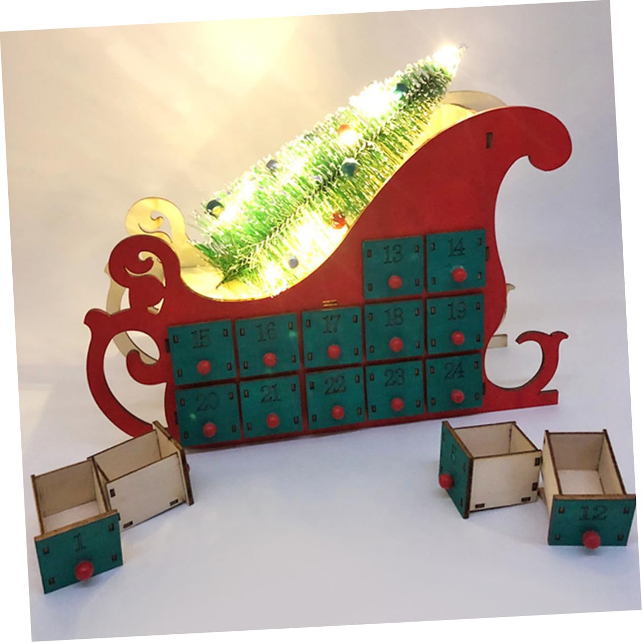 Calendario de Adviento de Madera Adorno Navideño para Salas y Dormitorios