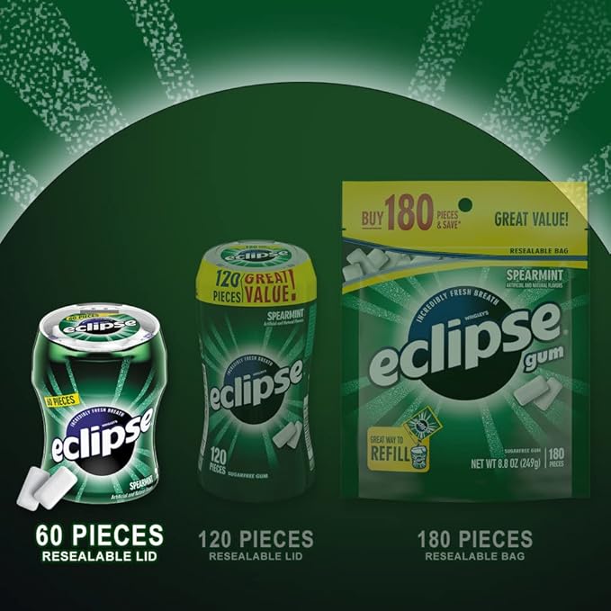 ECLIPSE Chicle Spearmint Sin Azúcar, Pack de 4 x 60 unidades miniatura 3