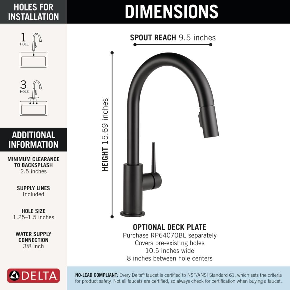 Delta Trinsic Matte Black Kitchen Faucet with Pull Down Sprayer