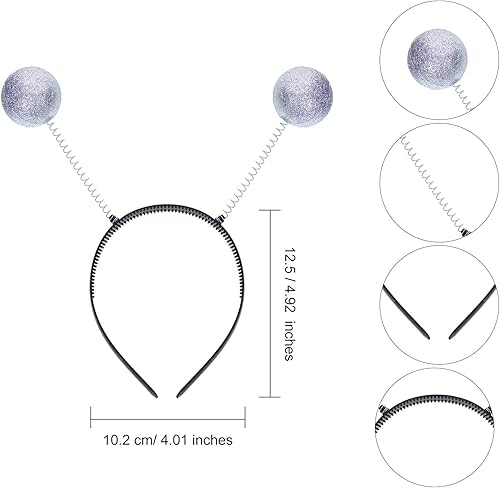Miniatura 3 de 2 pares de anteojos de alienígena plateados con lente de color arcoíris y 2 piezas de diadema de antena marciana para adultos y niños, recuerdos de