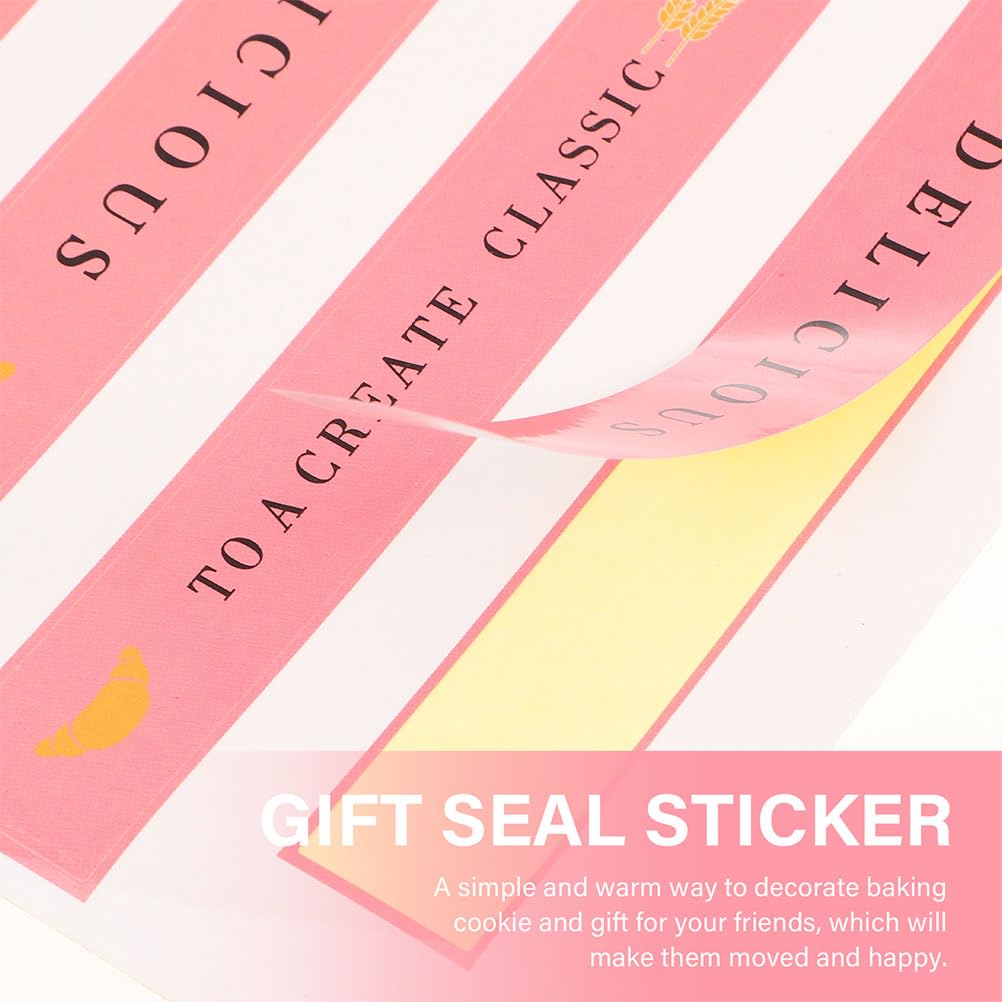 300 etichette adesive etichette adesive per decorazioni per torte adesivi carta kraft striscia rosa scatola di imballaggio scatola regalo cioccolato decorazione torta adesivo confezione regalo