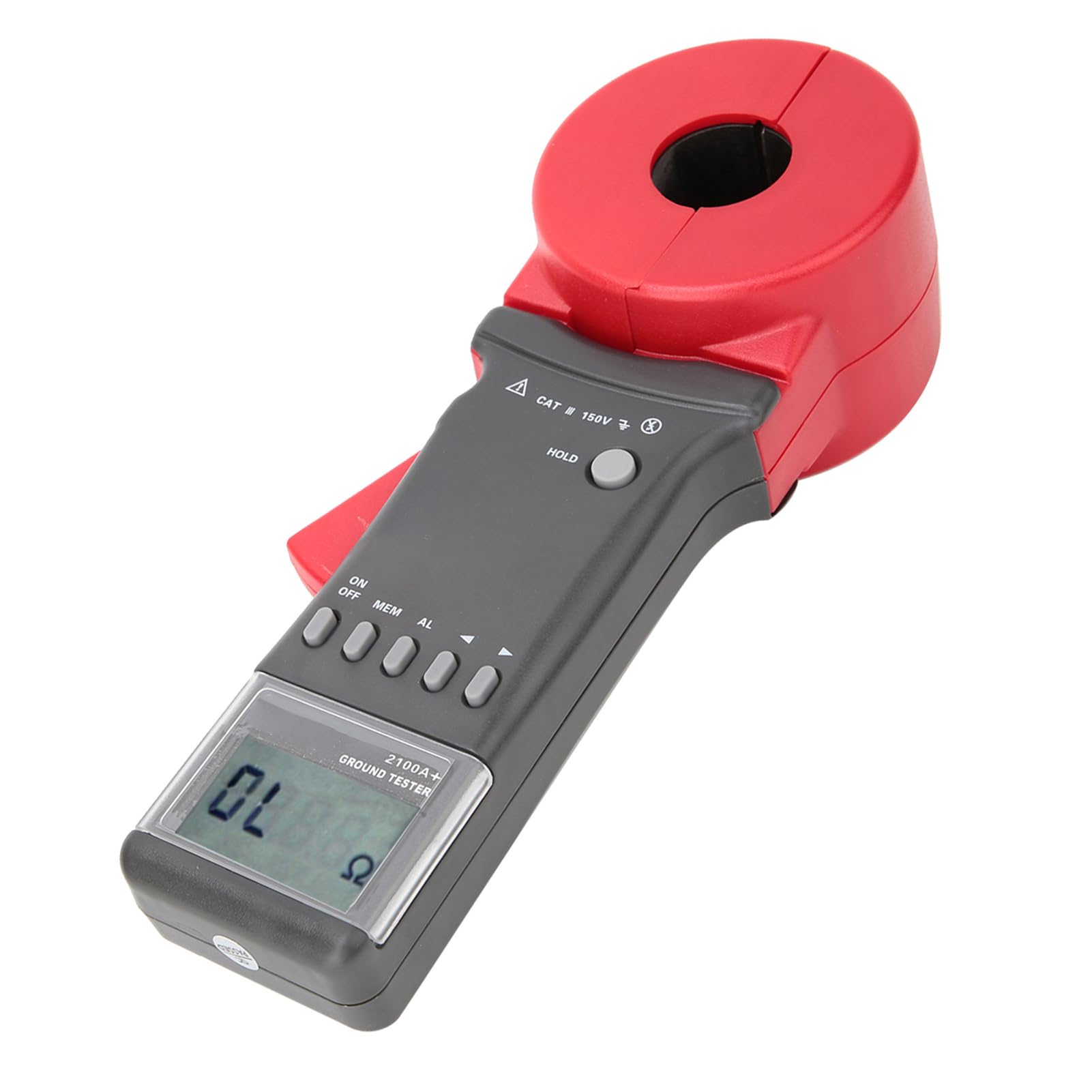 Asixxsix Pince Ampèremétrique Numérique, RÉSISTANCE 0,01-200Ω, Pince de Terre Ct de Serrage, pour Mesure de la Rémission de la Terre, Avec Écran LCD à 4 Chiffres et Alarme Sonore