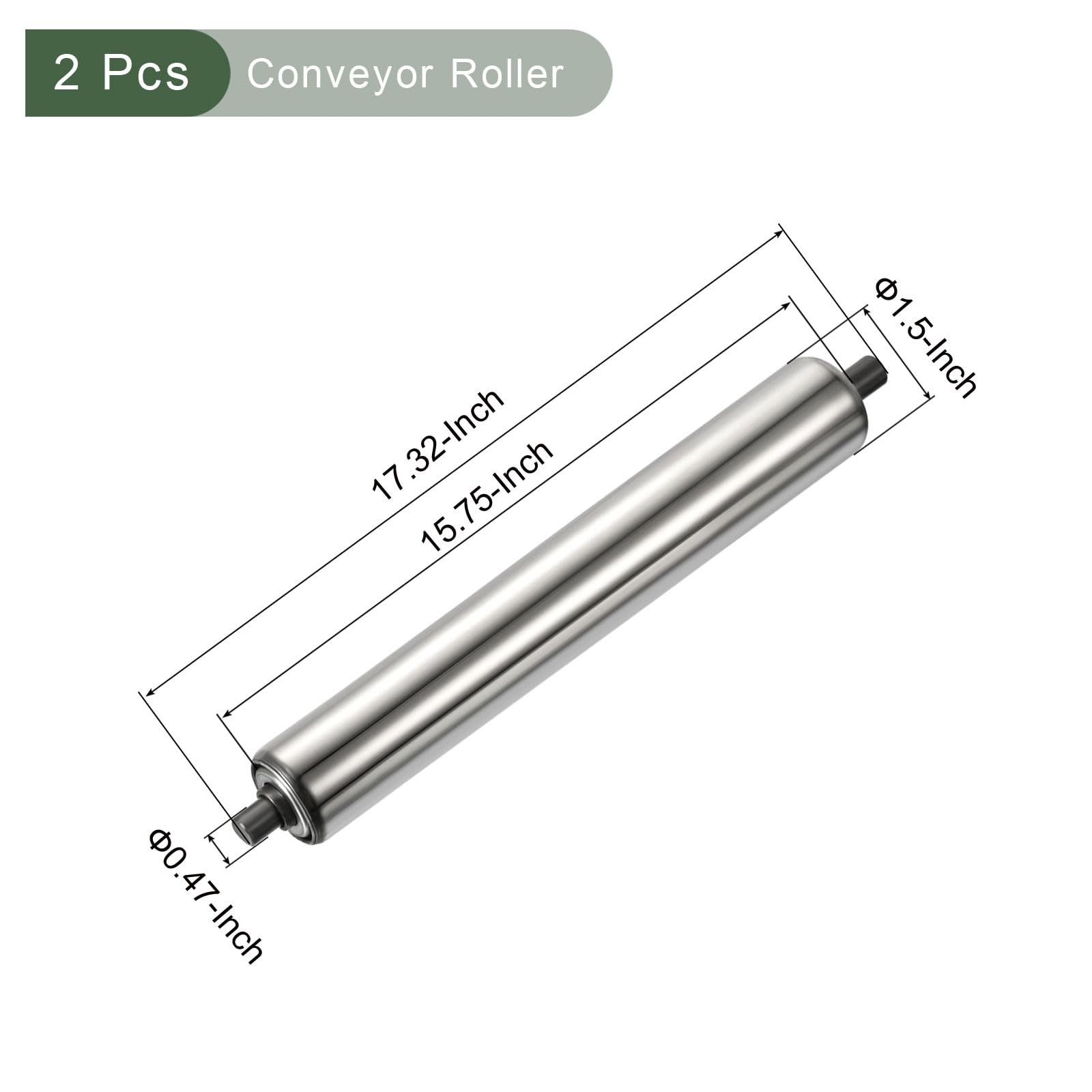 YOKIVE 2 Piezas Rodillo Transportador Plata Diámetro de 1.5"
