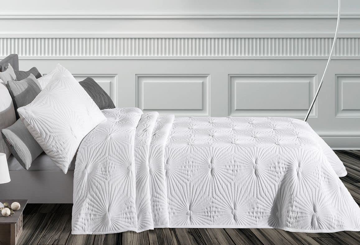 Colcha Hexagon Jacquard Reversible DE MANTEROL Blanca (150)