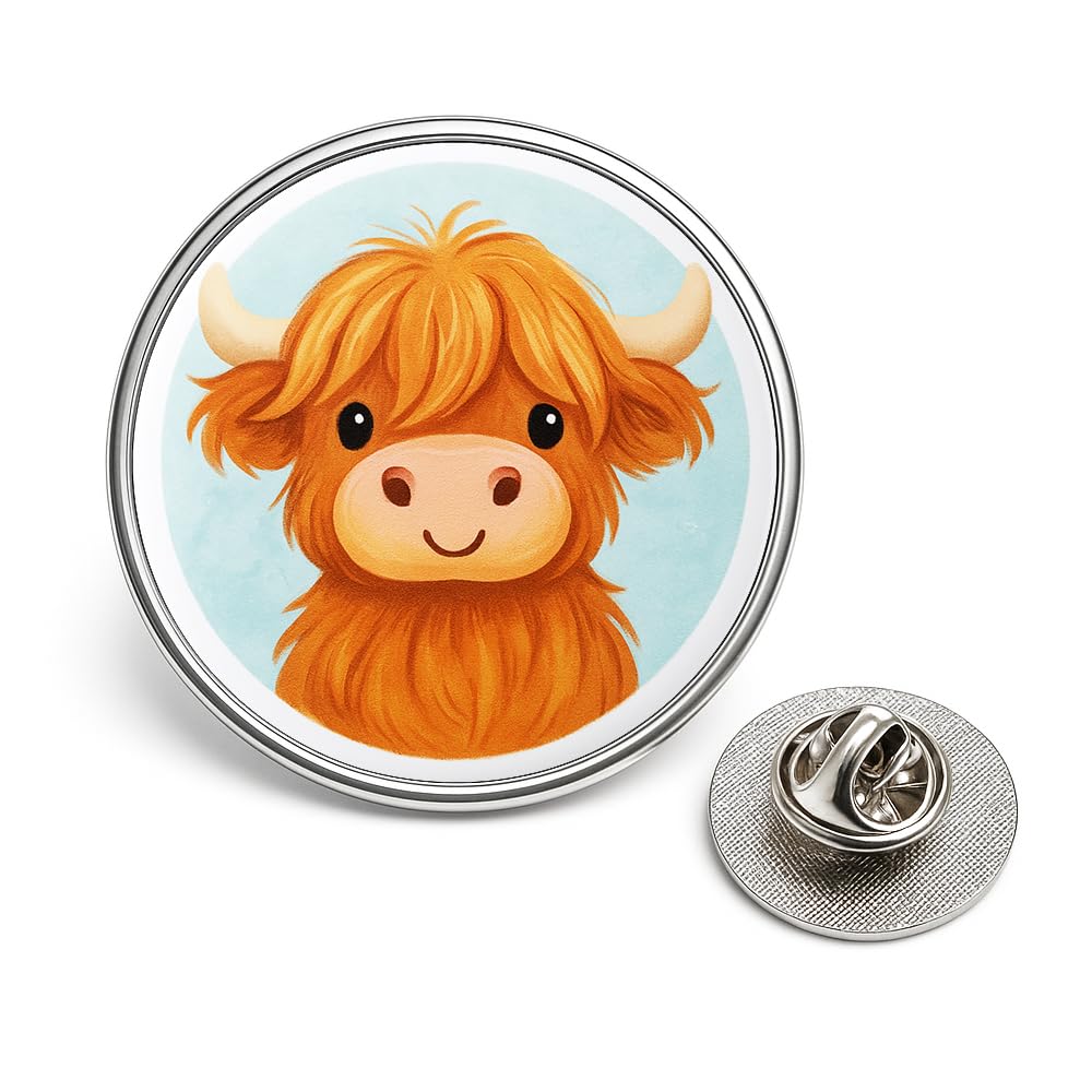 Scottish Pin Badge Scotland Flag Highland Cow Funny Scottish Sayings Pins Metal Lapel Badges for Scots Scottish Gift Souvenir Clan Tartan Designs Keep the Heid Stay calm Lion (Cow Highland)